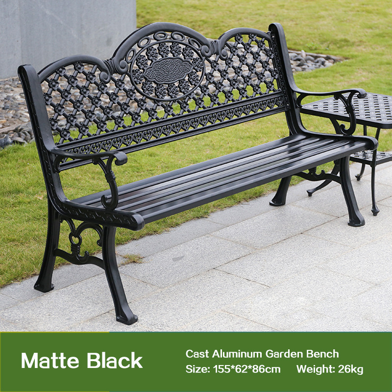 Hot Sale Fashionable Outdoor Courtyard Patio Public Park Water Proof Cast Aluminum Garden Benches