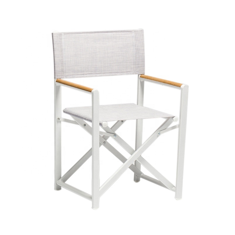 Hot Sale Leisure Furniture Aluminum Frame Outdoor Folding Director Chair With Wood Armrest