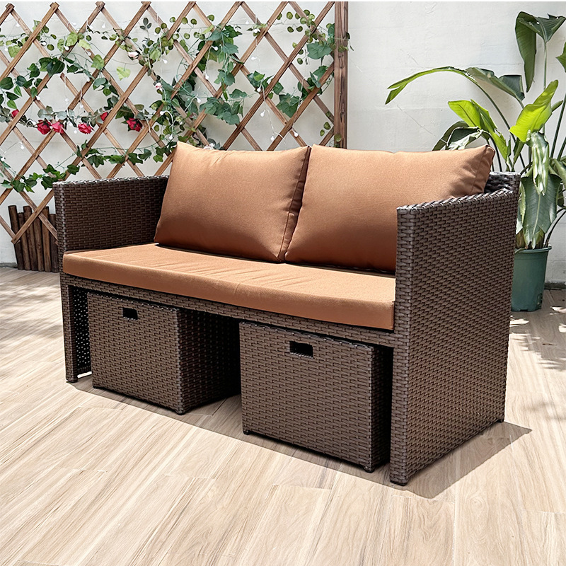 Modern Design Hotel Resort Villa Garden Set Patio PE Rattan Sofa Set Courtyard Dining Table Couches