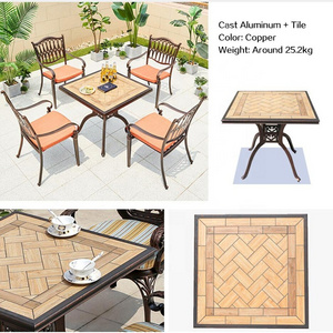 Good Sells Luxury Outdoor Cast Aluminum Ceramic Top Garden Square Dining Table For Hotel Villa Cafe