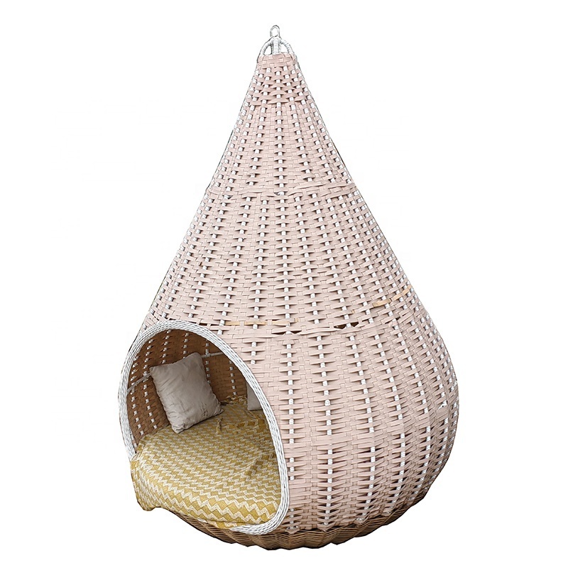 Outdoor Hotel Garden Patio Luxury Nest Design Swing Cushioned Synthetic Rattan Woven Daybed