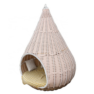 Outdoor Hotel Garden Patio Luxury Nest Design Swing Cushioned Synthetic Rattan Woven Daybed