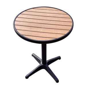 Wholesale Commercial Bar Garden Furniture Metal Frame Plastic Wood Top Outdoor Round Bar Table