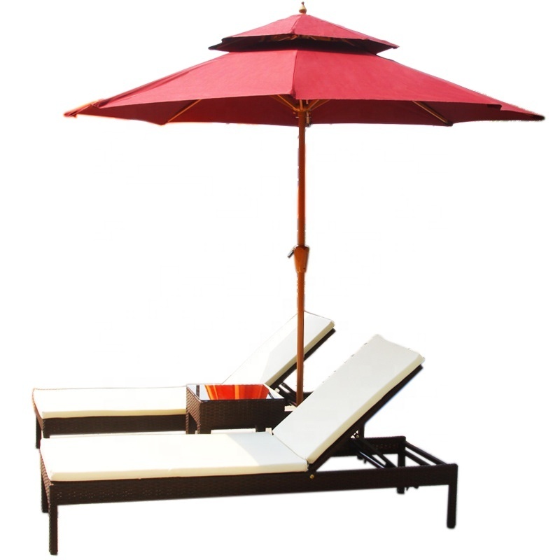 Heavy Duty Outdoor Hotel Resort Garden Patio Beach Plastic Rattan Sunbathing Lounge Chair