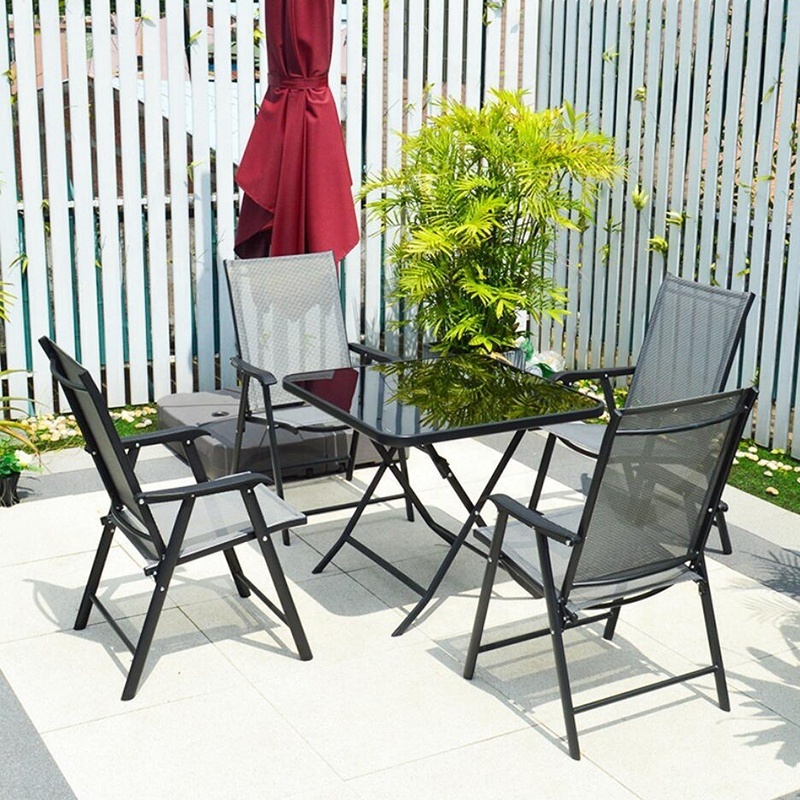 Factory Price Patio Furniture Foldable Outdoor Table Chair Set For  Hotel Villa Home Terrace Garden