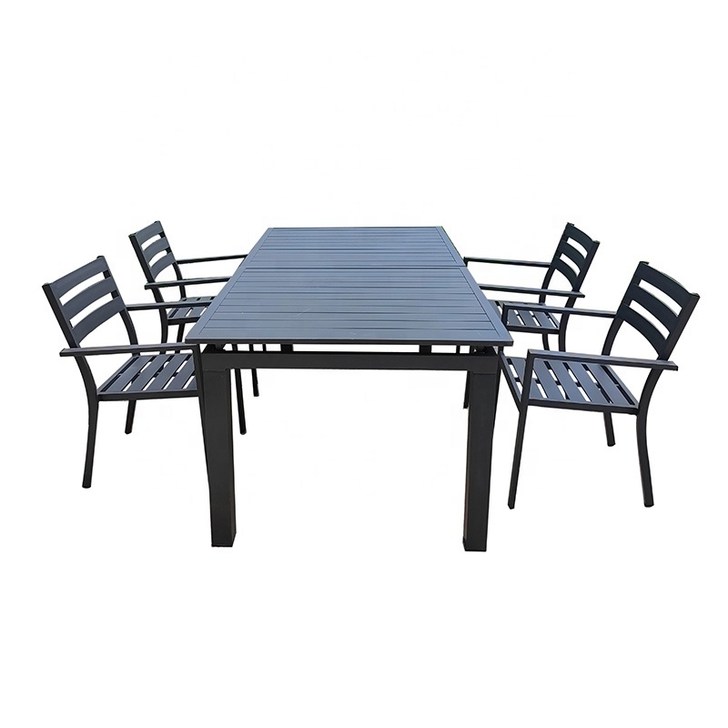 Outdoor Hotel Resort French Bistro Extendable Aluminum Dining Table Sets For Cafe Restaurant