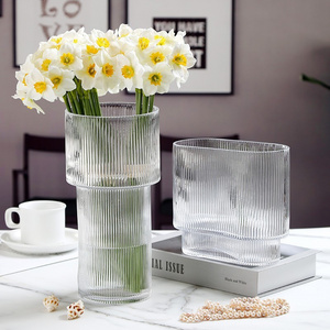 2023 New Wholesale Nordic Style Crystal Cylinder Clear glass Vase Modern Glass Flower Vase For Home Decor