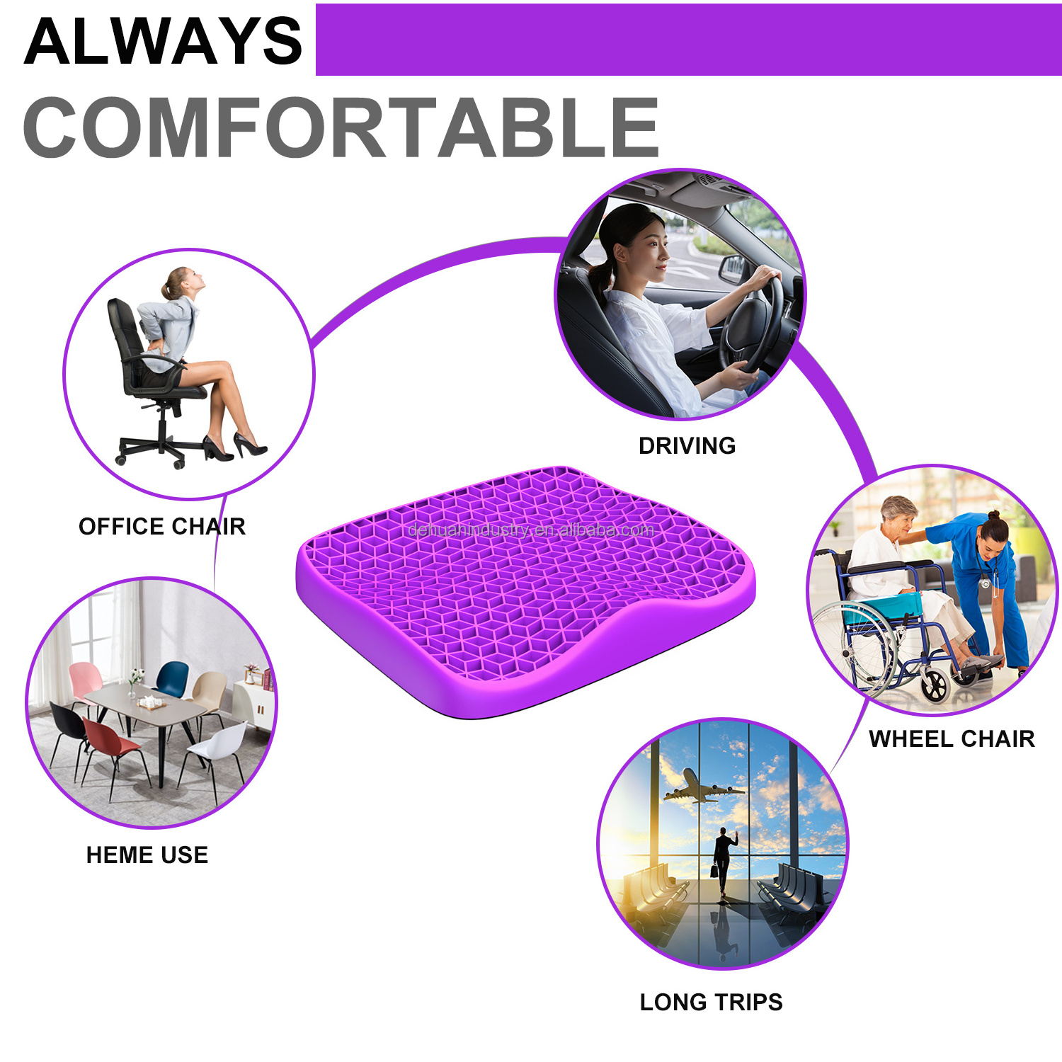 ECO Silicone TPE Gel Seat Cushion for Long Sitting Pressure Relief Chair Pad for Office Chairs Seating Mat