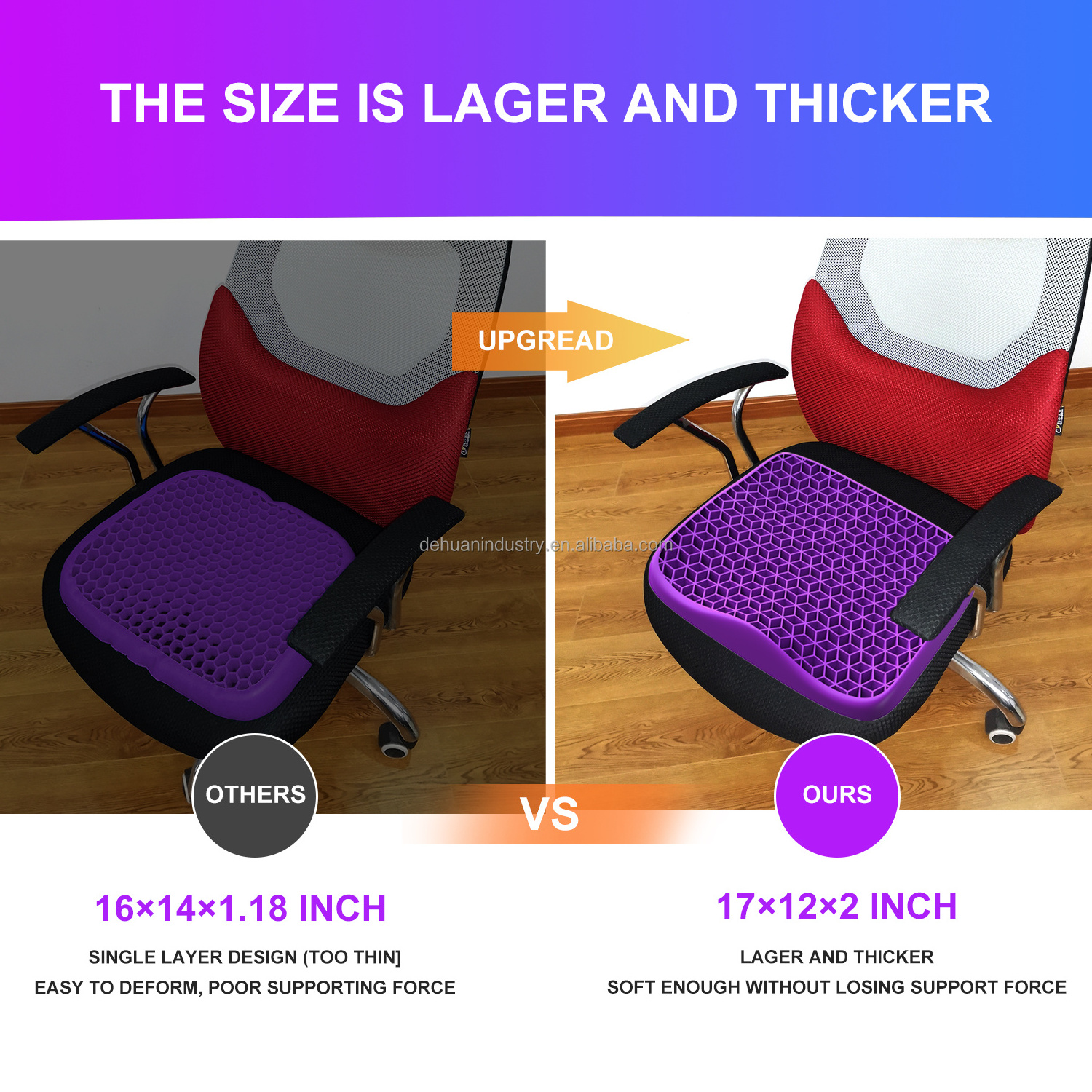 ECO Silicone TPE Gel Seat Cushion for Long Sitting Pressure Relief Chair Pad for Office Chairs Seating Mat