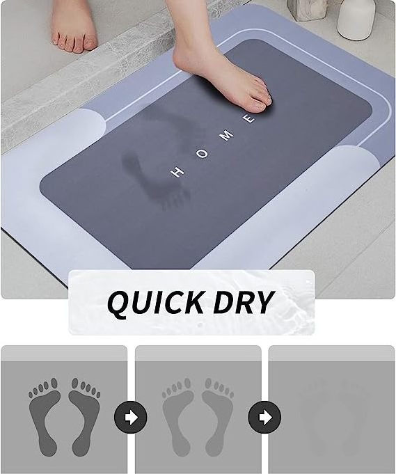 2023 Quick Drying Absorbent Bath Mat Rug Rubber Shower Mat Non-Slip Bottom Stain Resistant Easy to Clean Bath Mats for Bathroom