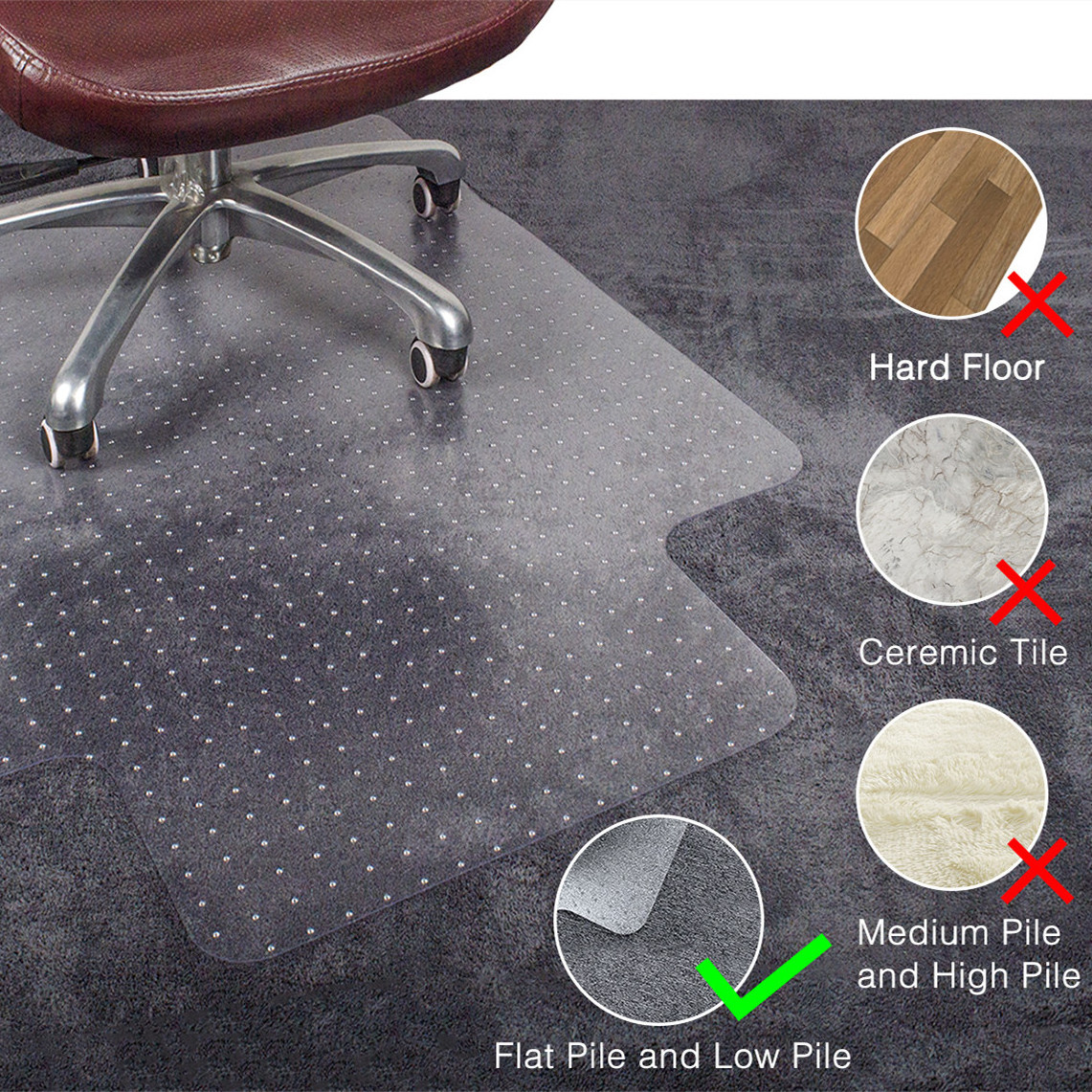 Heavy Duty Plastic Office Desk High Chair Mat for Carpet Glass Chair Mat Carpet Protector for Office Chair