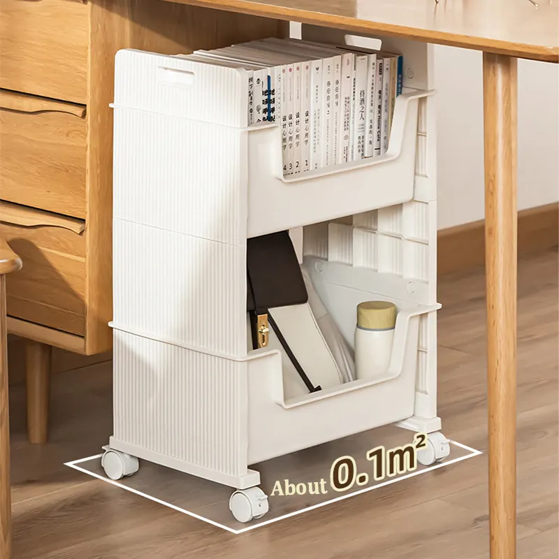 2-Tier Delicate Compact Rolling plastic Storage Organizer - Mobile Utility Cart Kitchen/Under Desk Cart with Caster Wheels