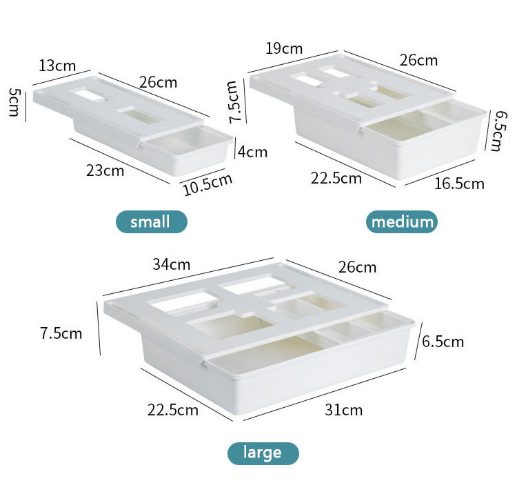 The drawers under the table are easy to organize, transparent plastic pencil drawer under the table, hidden drawer, transparent