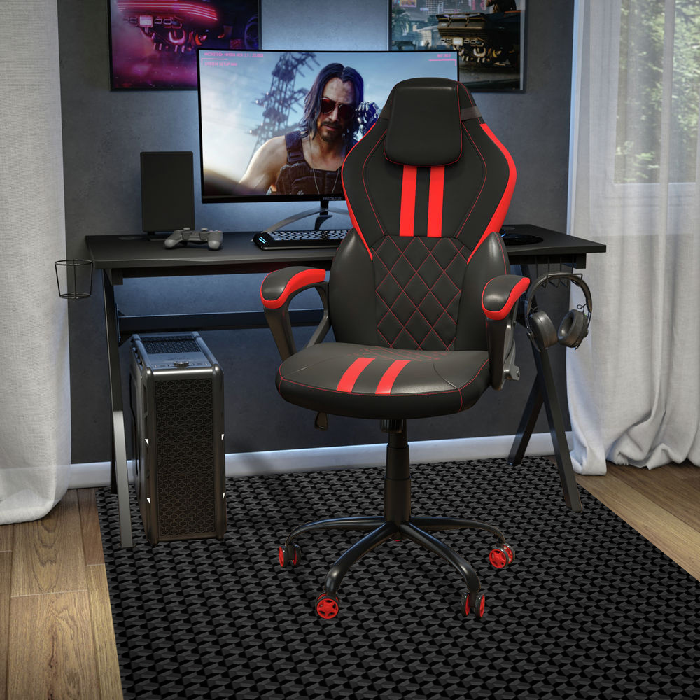 Computer Gaming Rolling Chair Mat, Under Desk Low-Pile Rug, Large Anti-Slip Floor Protector