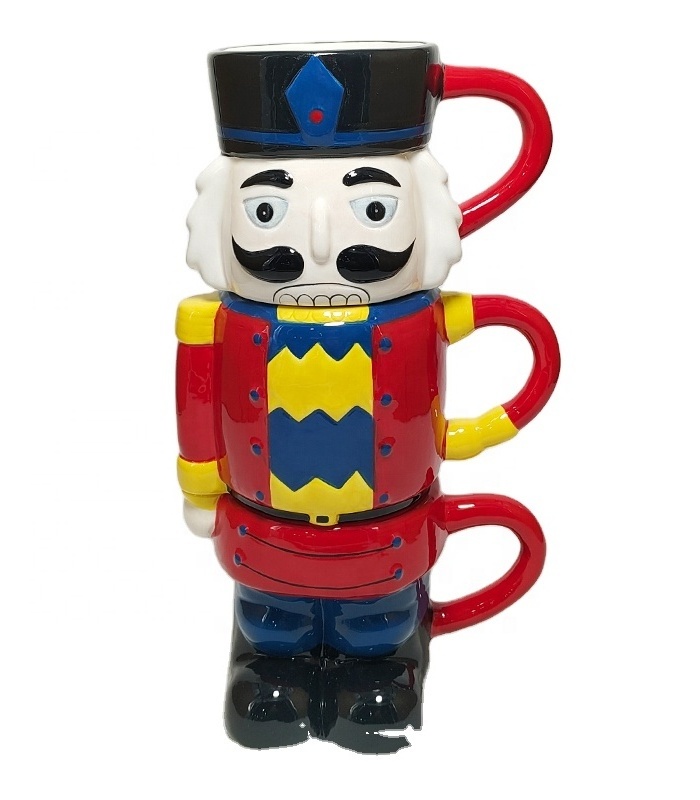 Hot Selling Customizable Colors Ceramic Coffee Mug Set Christmas Nutcracker Soldier Shaped Easter Halloween Ornaments Craft