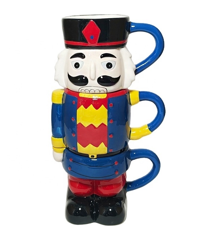 Hot Selling Customizable Colors Ceramic Coffee Mug Set Christmas Nutcracker Soldier Shaped Easter Halloween Ornaments Craft