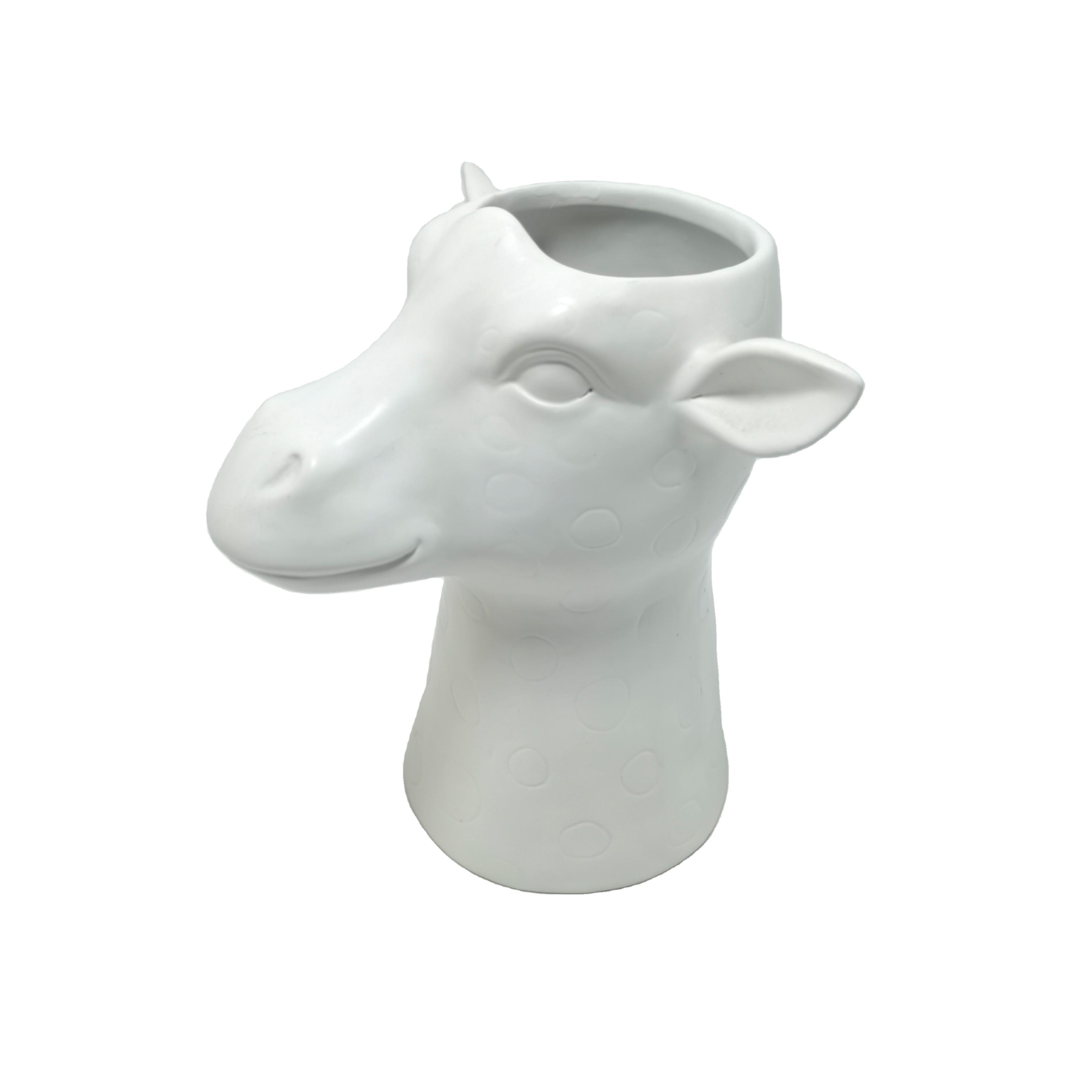 OEM Ceramic Giraffe Planter Support Customization Cute Flower Plant Pot for Indoor Outdoor Succulent Animal Planter