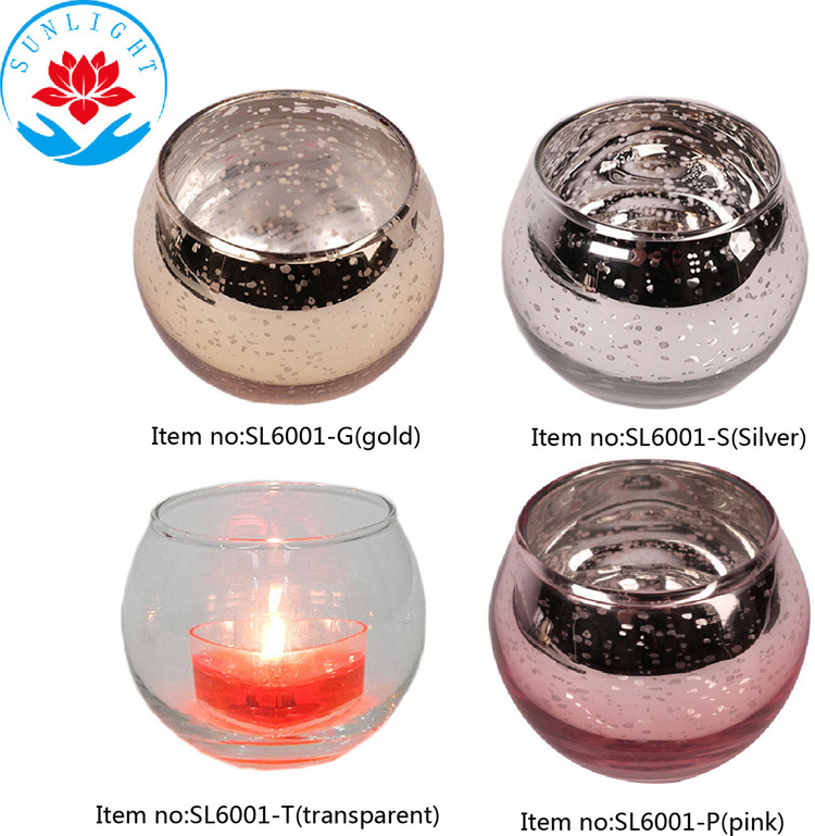 Factory Wholesale Ball Shape  Tea Light Candle Holders Glass