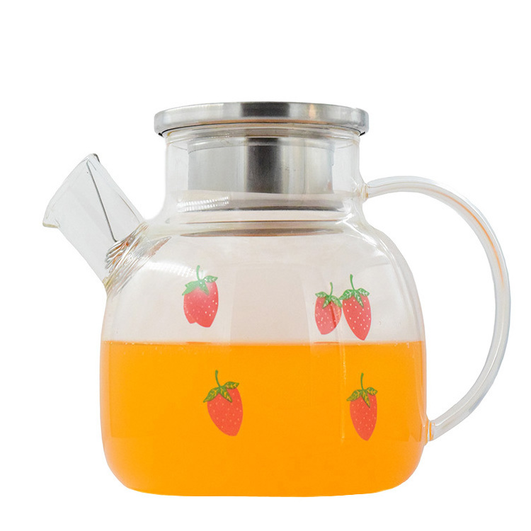 High borosilicate glass cold kettle household large capacity cold kettle high temperature explosion-proof teapot strawberry pot