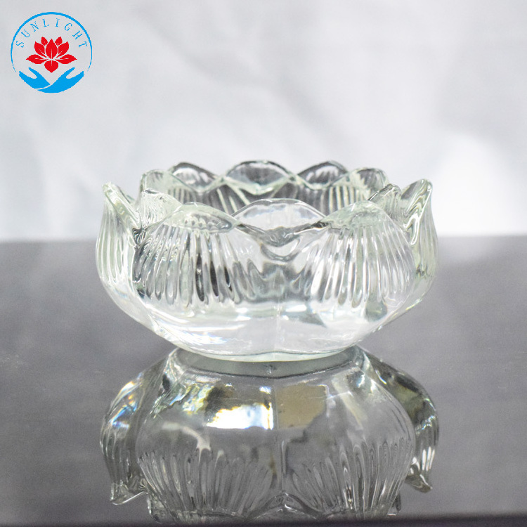 Factory Wholesale Cheap Price Home Decoration Ribbed Glass Votive Lotus Candle Holder