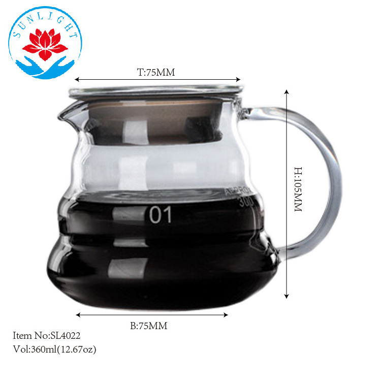 High-temperature Resistant Glass 600ML Coffee Pot Barista Coffee Maker Pour Over Coffee Server Tea Percolators With Filter