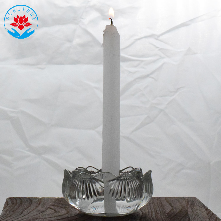 Factory Wholesale Cheap Price Home Decoration Ribbed Glass Votive Lotus Candle Holder