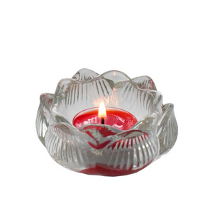 Factory Wholesale Cheap Price Home Decoration Ribbed Glass Votive Lotus Candle Holder