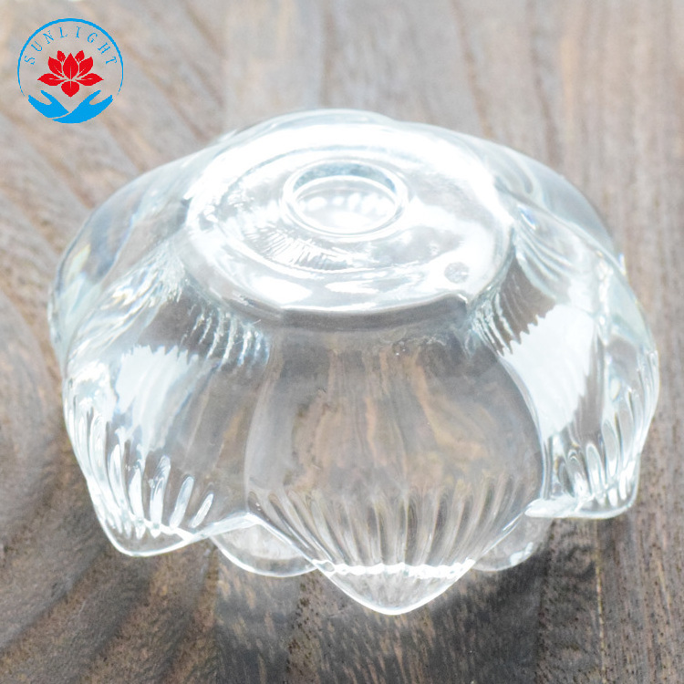 Factory Wholesale Cheap Price Home Decoration Ribbed Glass Votive Lotus Candle Holder