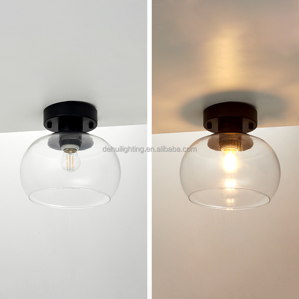 American Style Industrial Retro Restaurant Light Minimalist Entrance Study Bedroom Corridor Circular Glass Ceiling Light