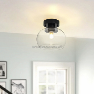 American Style Industrial Retro Restaurant Light Minimalist Entrance Study Bedroom Corridor Circular Glass Ceiling Light