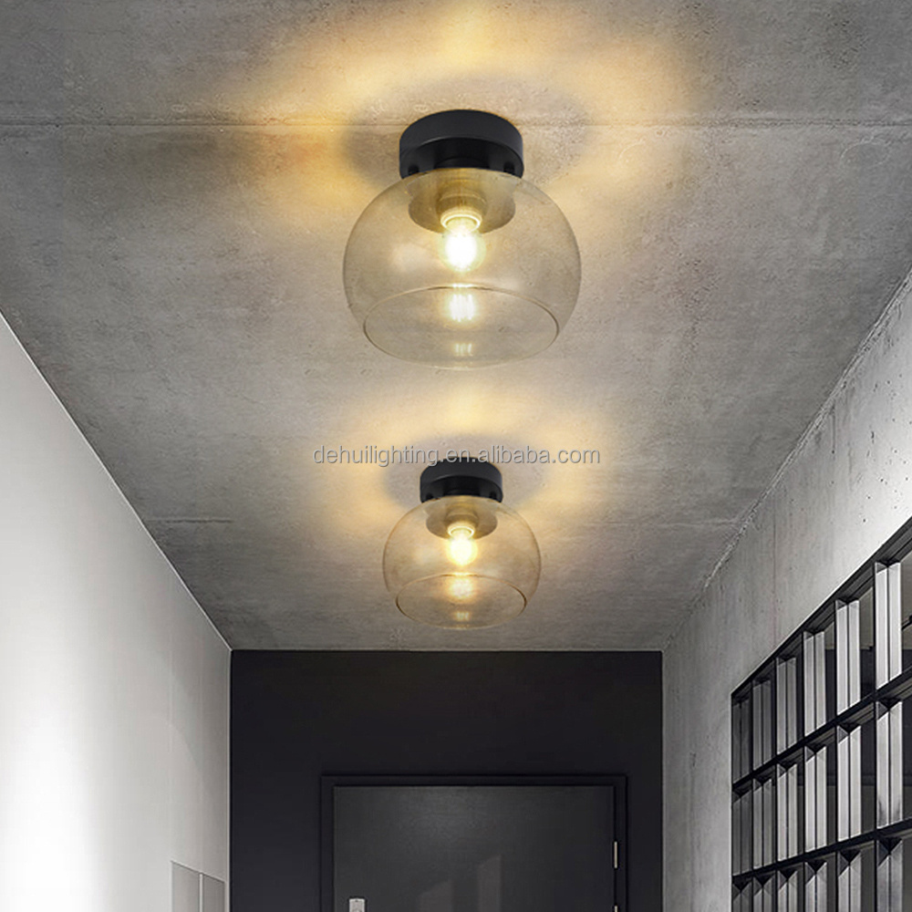 American Style Industrial Retro Restaurant Light Minimalist Entrance Study Bedroom Corridor Circular Glass Ceiling Light