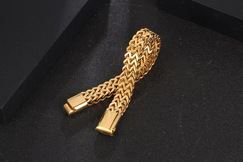 Wholesale fashion jewelry men knitted bracelet stainless steel gold plated men bracelet for men