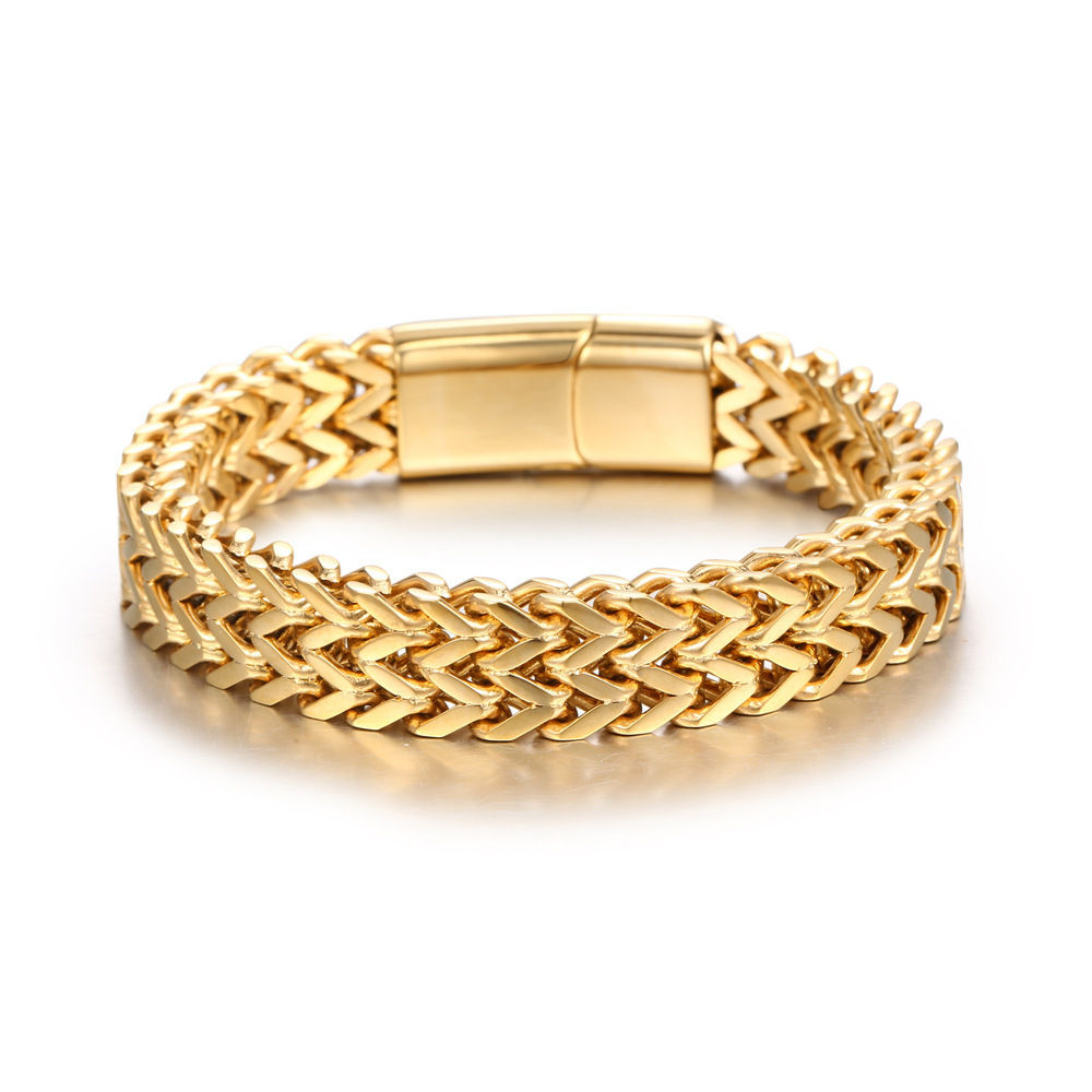 Wholesale fashion jewelry men knitted bracelet stainless steel gold plated men bracelet for men