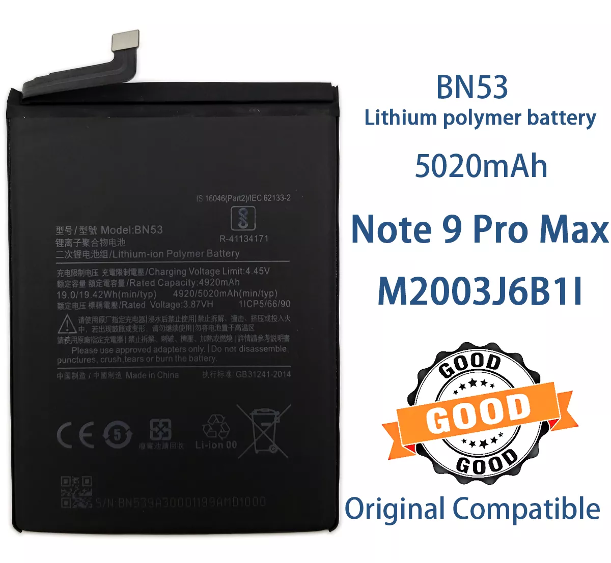 BN53 Battery For Redmi Note 9 Pro 4G 10 Pro Max Dual Mobile Phone