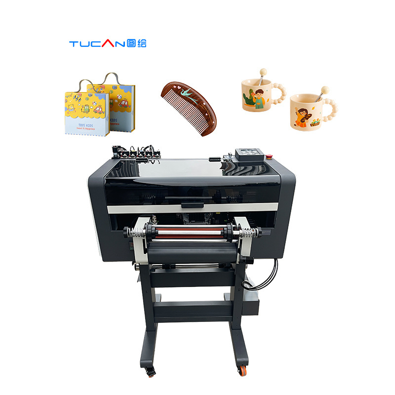 Tucan 30cm a3 uv dtf printer 2-3 head XP600/i3200 CMYK W and Varnish label printing machine UV DTF