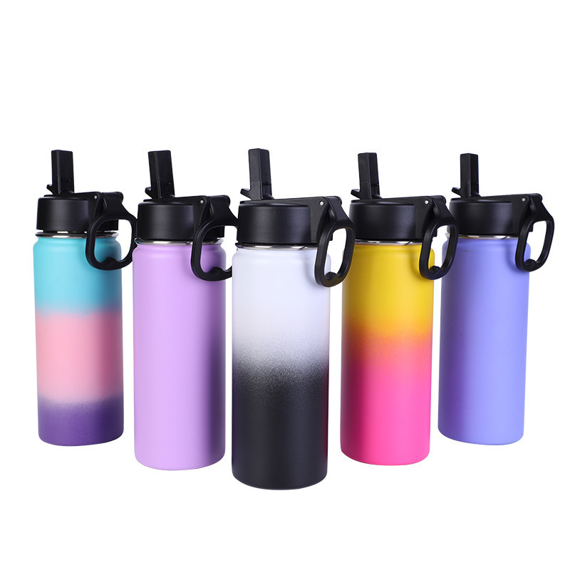 Double Wall Vacuum Insulated Stainless Steel Water Bottle, Straw Lid Minimalist Travel Vacuum Flasks & Thermoses Household