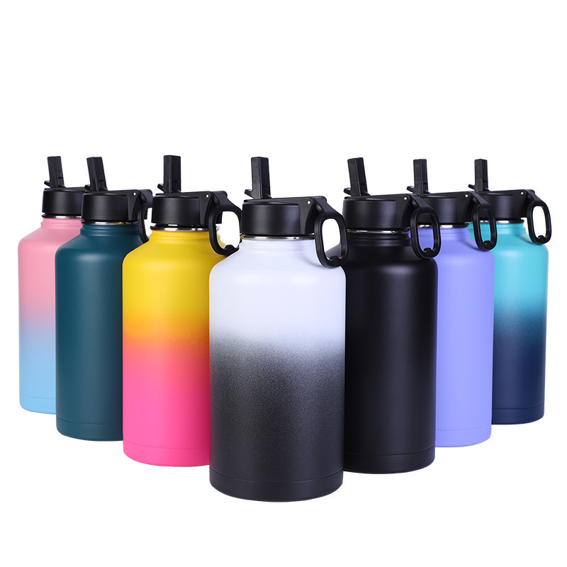 Double Wall Vacuum Insulated Stainless Steel Water Bottle, Straw Lid Minimalist Travel Vacuum Flasks & Thermoses Household