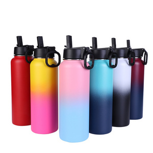 Double Wall Vacuum Insulated Stainless Steel Water Bottle, Straw Lid Minimalist Travel Vacuum Flasks & Thermoses Household