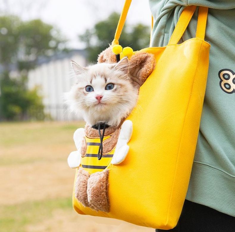 JSTC Outwardly small lion shape shoulder bag cat and dog small pet canvas outdoor handbag pet bag