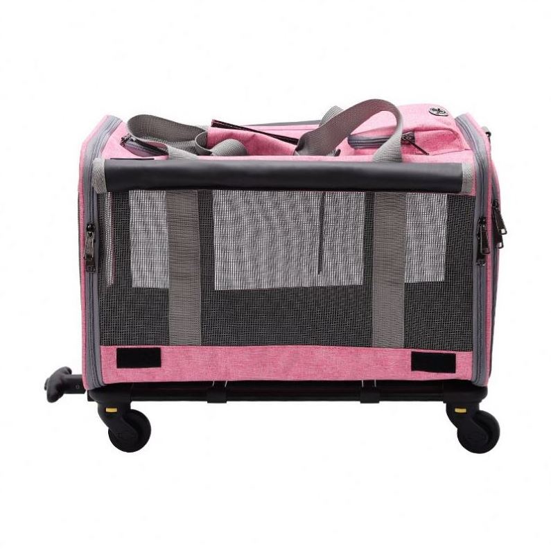 IFLT Oem Wholesale Airline Approved Trolley Detachable Portable Travel Dog Cat Pet Carrier With Wheels