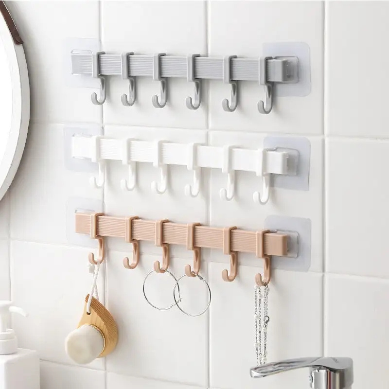 YXHT Kitchen Storage Hook Cupboard 6 Hook Home Organizer Storage Rack Pantry Chest Tools Towels Hanger Wardrobe Hooks