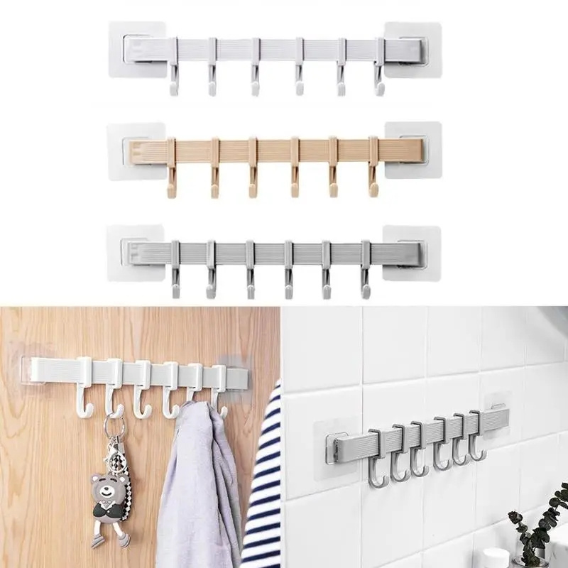 YXHT Kitchen Storage Hook Cupboard 6 Hook Home Organizer Storage Rack Pantry Chest Tools Towels Hanger Wardrobe Hooks