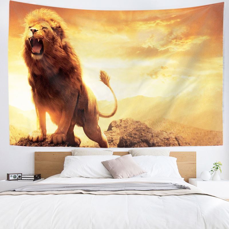 100x150cm Gold Cool Lion tapestry Custom 100%polyester animal print tapestry wall decoration livingroom bedroom