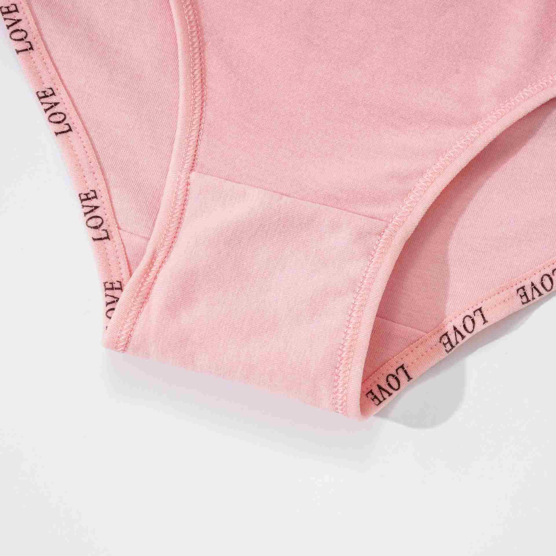 YHYT cheap bulk stock ladies 95% cotton underwear logo waistband plain panties white pink color girls briefs