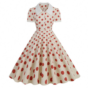 SSTZ Polka Dot 50s 60s Vintage Dancing Swing Jive Rockabilly Dresses Petticoat Bridesmaid Vintage Style Cotton Dress