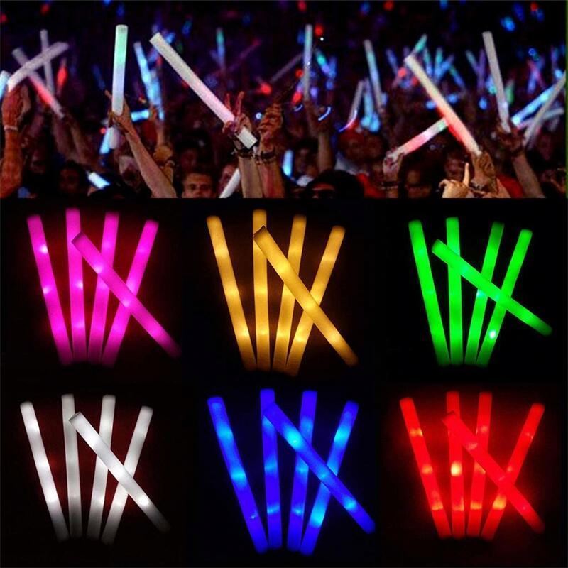 YYPD Led Foam Bar Glow In The Dark Light-Up Foam Sticks LED Soft Batons Rave Glow Wands Flashing Tube Concert for Party