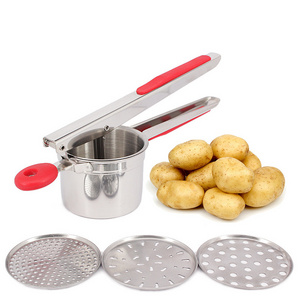 YXHT Stainless Steel Potato Ricer with 3 Interchangeable Fineness Discs Kitchen Tools Fruit Vegetable Press Juicer Crusher