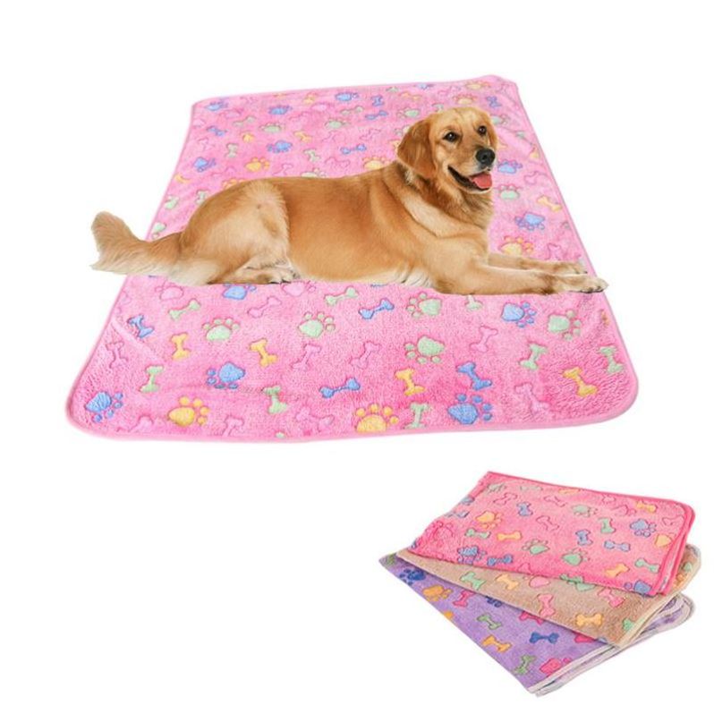 IFLT Warm Pet Bed Dog Travel Cushion Accessories Coral Velvet Paw Pattern Mattress Pad Fleece Dog Cat Sleeping Blanket For Pets