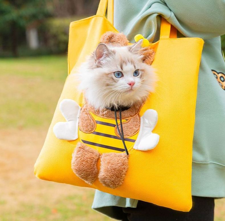 JSTC Outwardly small lion shape shoulder bag cat and dog small pet canvas outdoor handbag pet bag