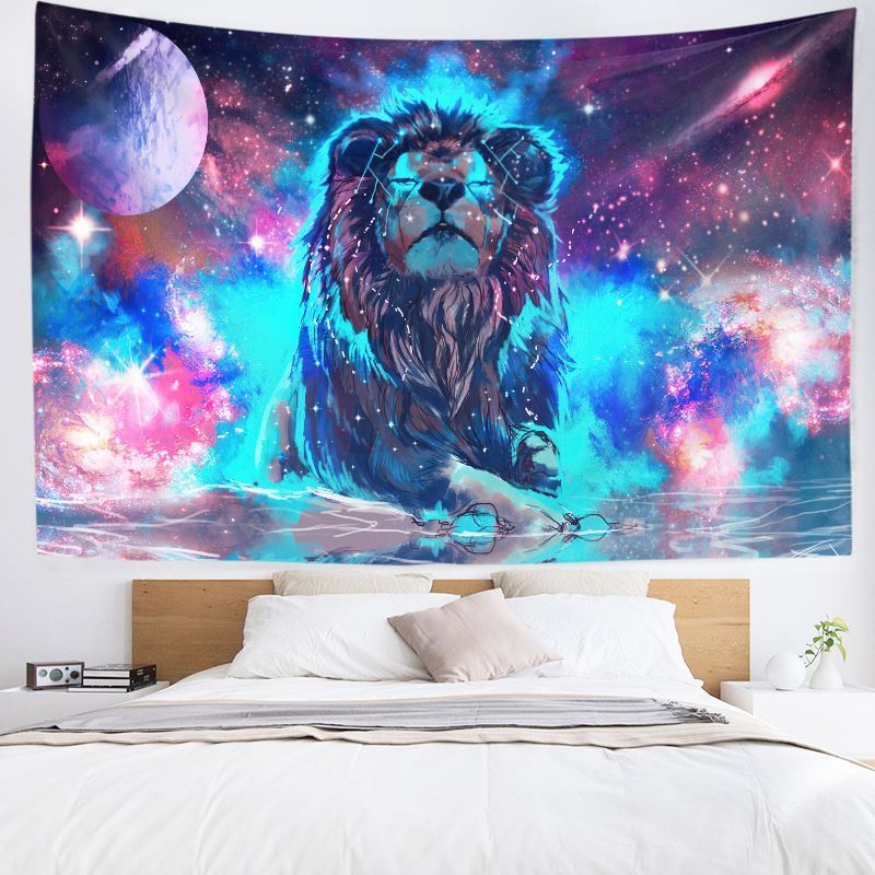 100x150cm Gold Cool Lion tapestry Custom 100%polyester animal print tapestry wall decoration livingroom bedroom